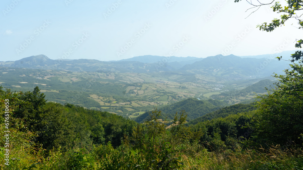 Italian grasslands between hills and valleys