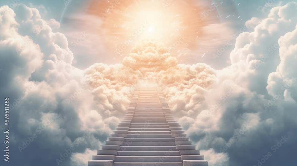 Stairway to heaven generative ai Stairway through   AI generated illustration