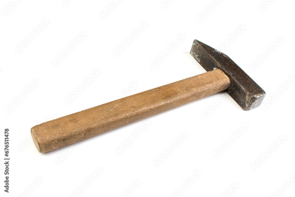 The hammer isolated on white background. Top view.