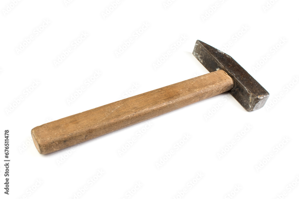 The hammer isolated on white background. Top view. The hammer isolated on white background. Top view.