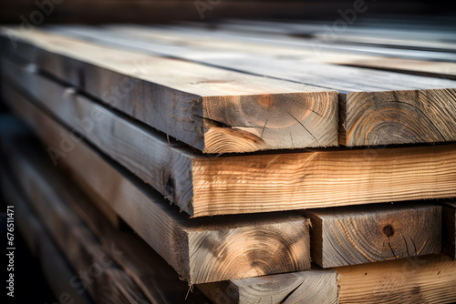 Stack of industrial wood planks