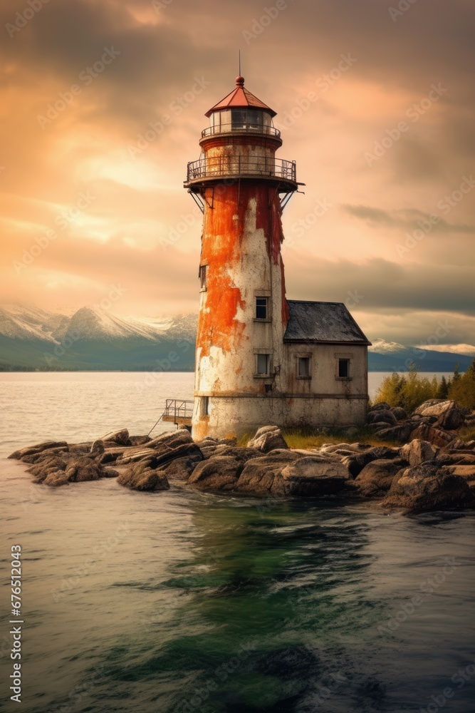 A historic lighthouse on the coast  AI generated illustration