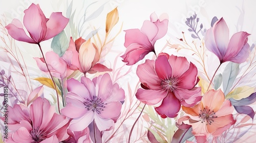 watercolor flowers backgrounds. illustrations in the style of handmade watercolors on a white background  generative artificial intelligence