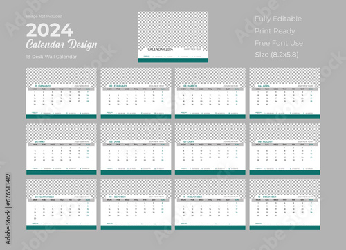 Calendar design 2024, 13 page calendar, 7 page calendar, editable calendar