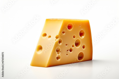 big piece of gouda cheese on white background
