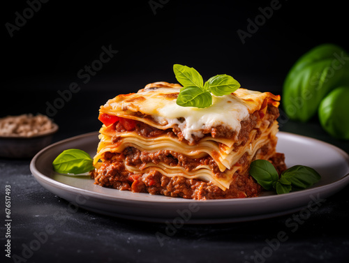 Traditional lasagna with bolognese sauce