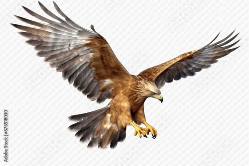 Golden eagle flying, 3D illustration with transparent background. Generative AI photo
