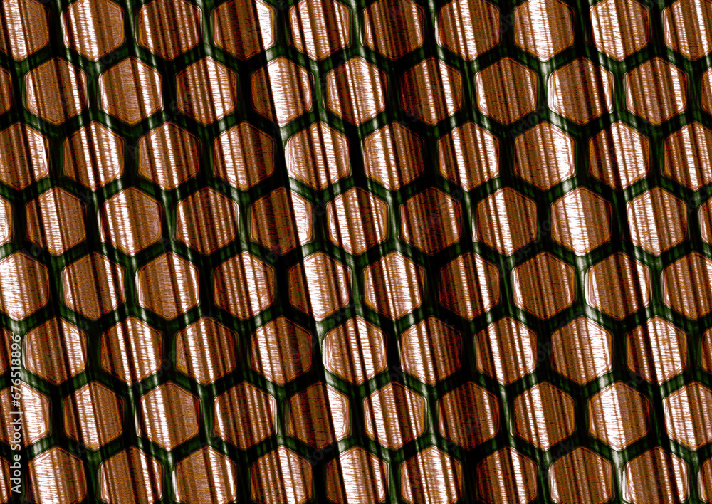 Large image of a hexagonal background with relief and a sense of depth.