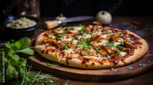 Barbecue Chicken Pizza with Tangy Sauce and Fresh Herbs
