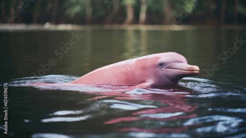 Pink River Dolphin in the Amazon River photo