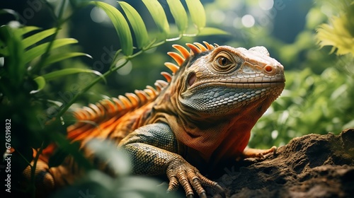 Exotic Reptile Basking in Jungle Sun