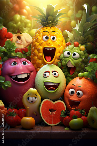 Various happy and smiling fruit cartoon characters © Guido Amrein