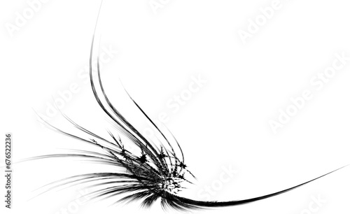 An angular frame of curved, sinuous rays with floral elements. For logos, trademarks, emblems. Space for copy text. Vector.