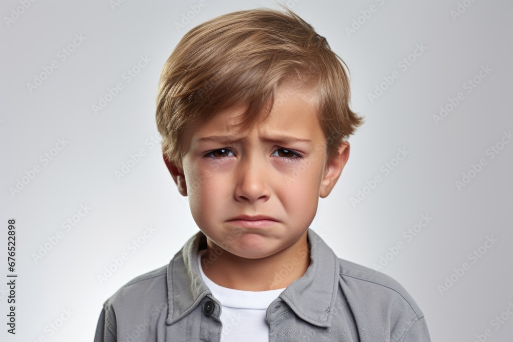 Upset boy isolated on a white background Upset boy isolated on a white background