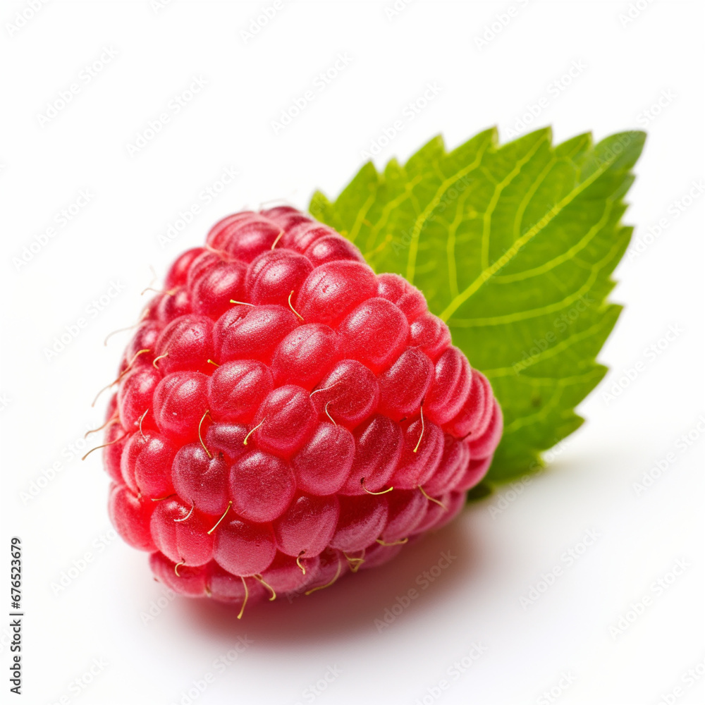 raspberry with leaf on white raspberry with leaf on white