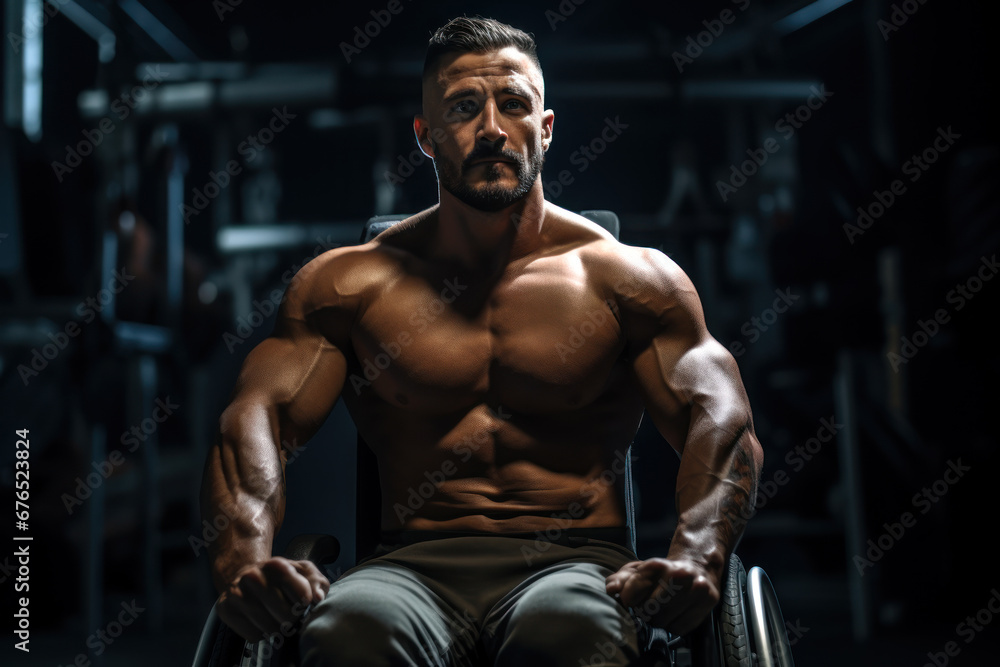 Fototapeta premium sports man athlete in a wheelchair ai generative