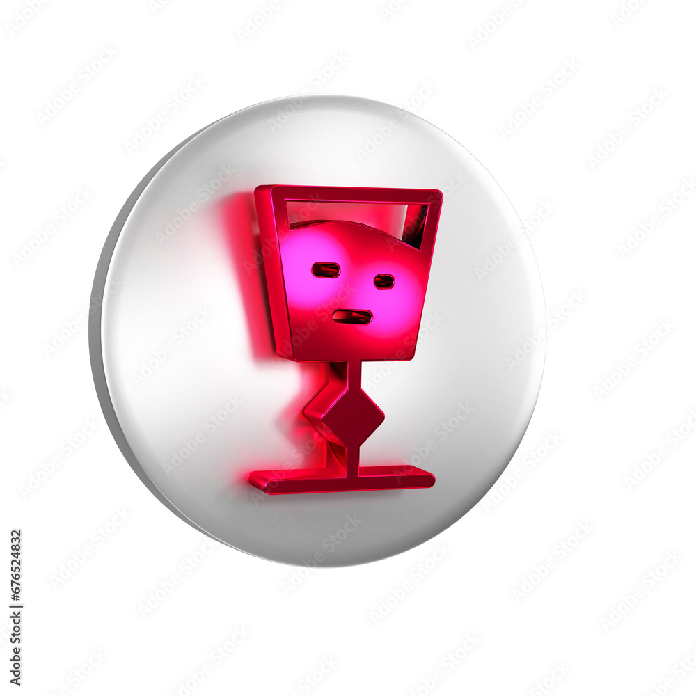 Red Wine glass icon isolated on transparent background. Wineglass sign. Silver circle button. Red Wine glass icon isolated on transparent background. Wineglass sign. Silver circle button.