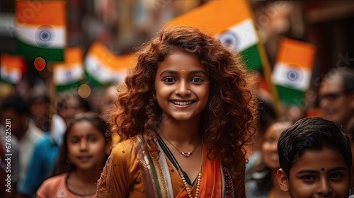 Indian people celebrating independence day on the street.