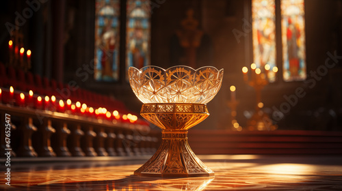 Eucharistic Adoration: A serene image of the Eucharist being adored and worshipped, symbolizing the central sacrament of the Christian faith photo