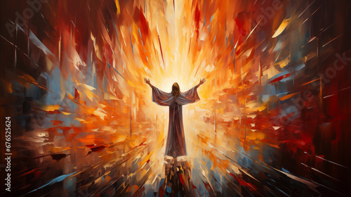 Divine Mercy Artwork: A captivating artwork depicting the Divine Mercy of Jesus Christ, emphasizing the core message of forgiveness and compassion photo