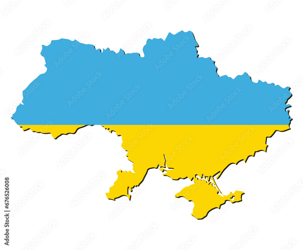 Vector Illustration of the Flag Incorporated Into the Map of Ukraine. Vector Illustration of the Flag Incorporated Into the Map of Ukraine.