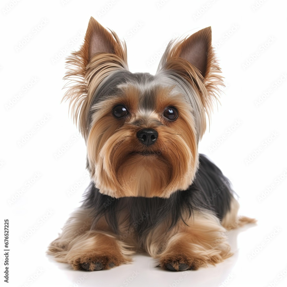 Cute Yorkshire Terrier dog on white background Cute Yorkshire Terrier dog on white background