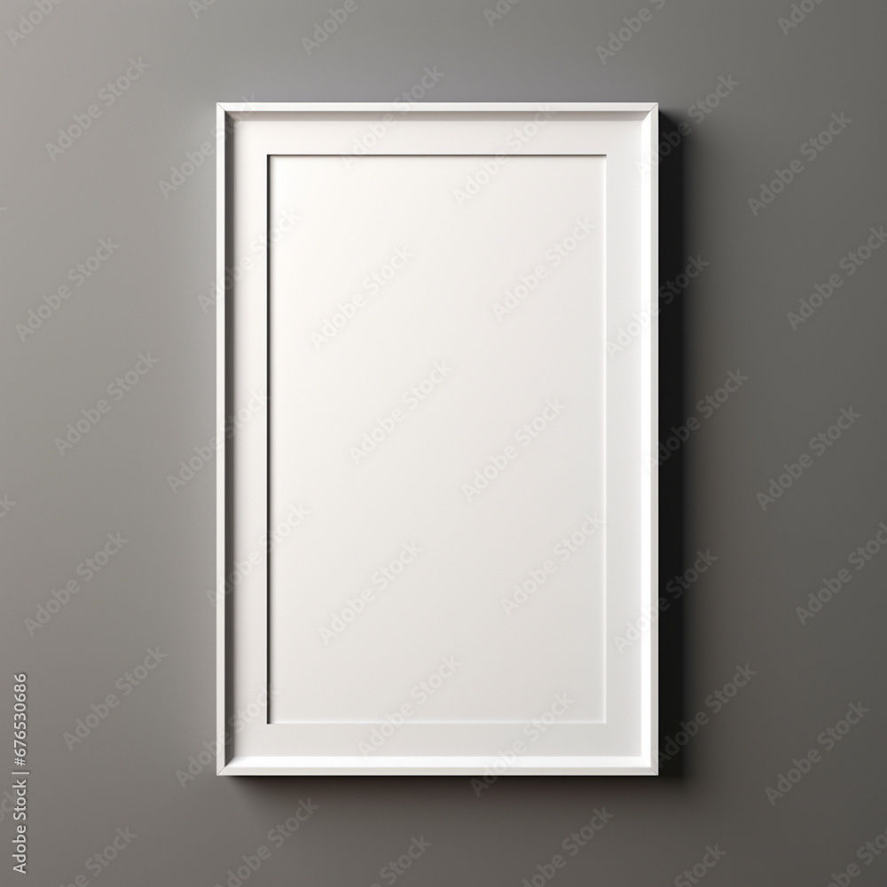 a realistic blank photo frame hanging on a wall created with Generative Ai a realistic blank photo frame hanging on a wall created with Generative Ai