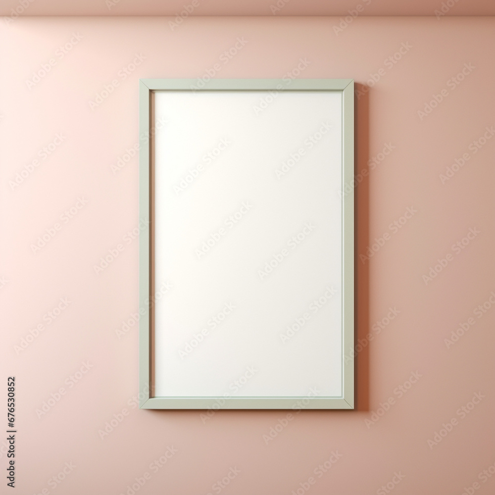 a realistic blank photo frame hanging on a wall created with Generative Ai a realistic blank photo frame hanging on a wall created with Generative Ai