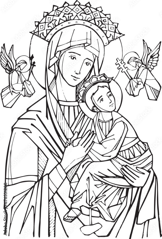 Poster Our Lady of Perpetual help illustration – Wall Art | UkPosters