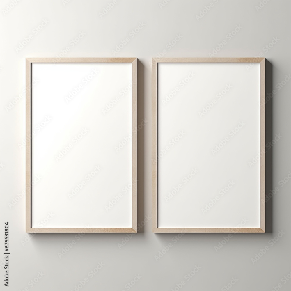 a realistic blank photo frame hanging on a wall created with Generative Ai a realistic blank photo frame hanging on a wall created with Generative Ai