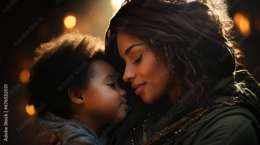 Black mother and her child. Black mother and her child.