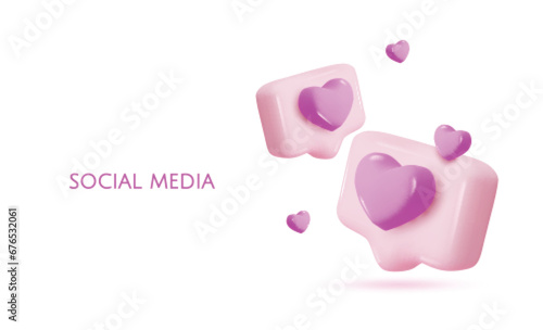 Like icon. Love icon. 3D illustration. Realistic Elements for design.
