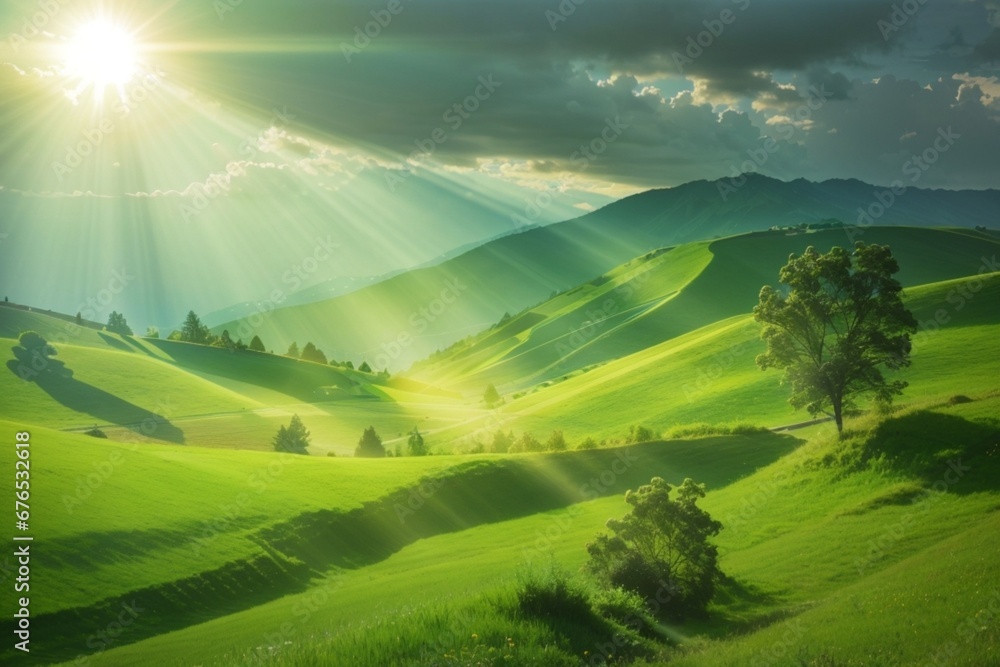 landscape with grass and blue sky landscape with grass and blue sky