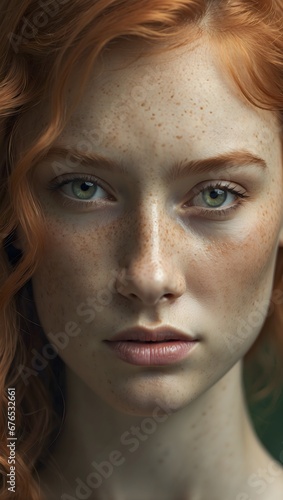 photo of red-haired girl with green eyes and freckles