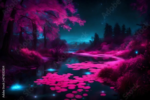 bioluminescent pink beautiful wonderland