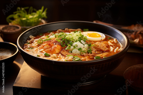 authentic japanese ramen with pork and egg