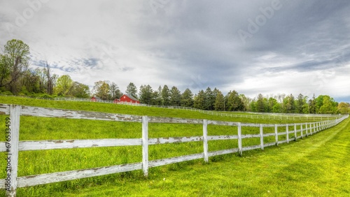 Landscape view of the fence in a village