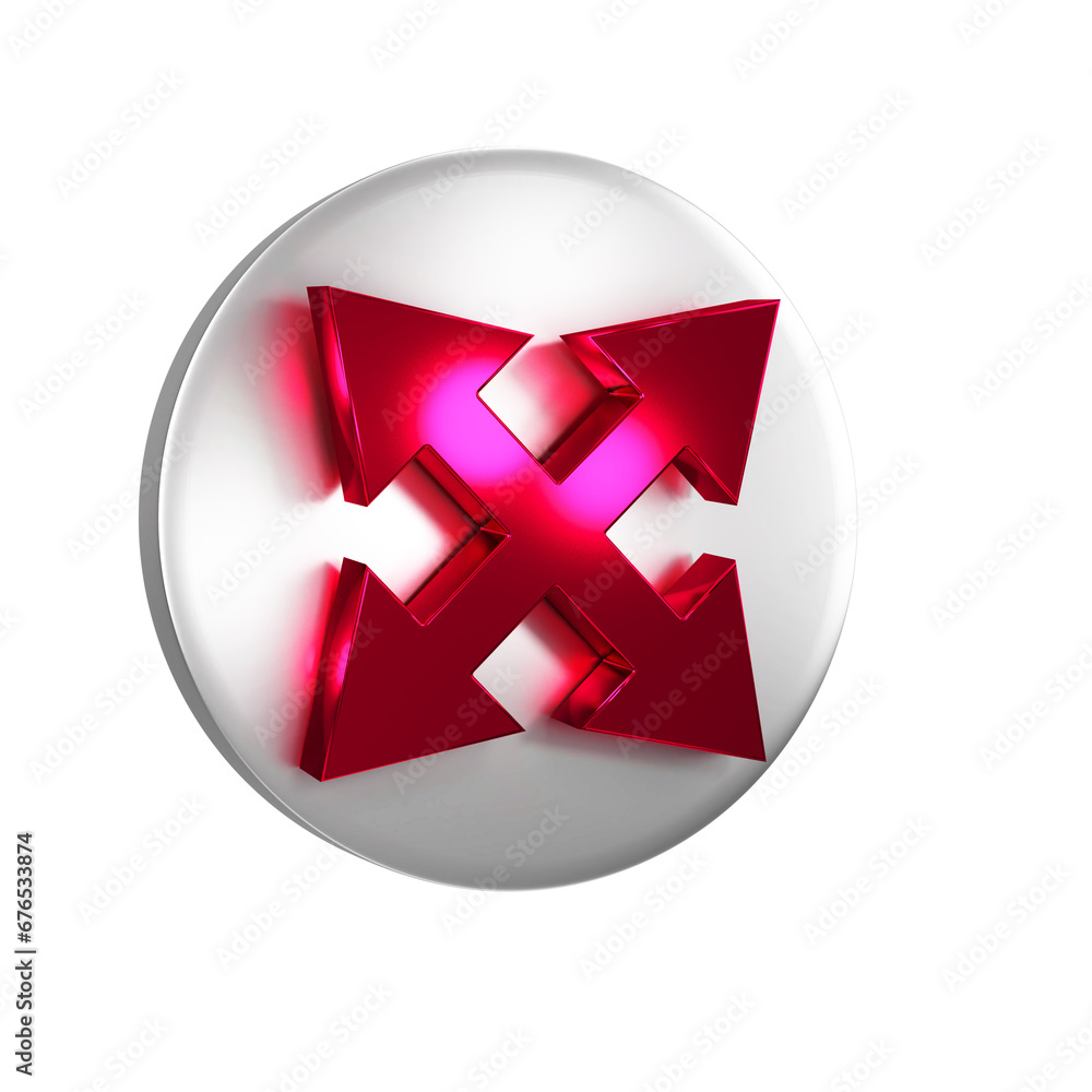 Red Road traffic sign. Signpost icon isolated on transparent background. Pointer symbol. Isolated street information sign. Direction sign. Silver circle button. Red Road traffic sign. Signpost icon isolated on transparent background. Pointer symbol. Isolated street information sign. Direction sign. Silver circle button.