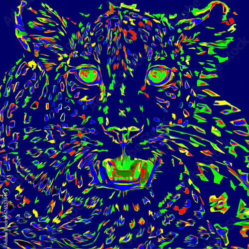 abstract and colorful illustration of an african leopard