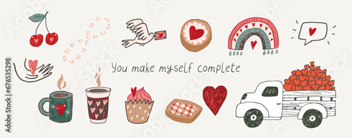 Valentine's day vector illustrations set.