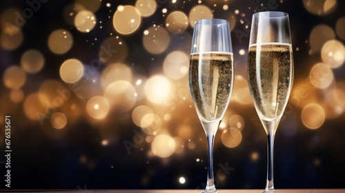 sparkling champagne glass set against a backdrop of vibrant fireworks