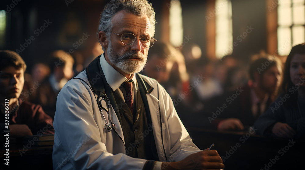 Fototapeta premium Medical doctors sitting in a lecture hall.