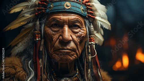 Native man wearing traditional clothes. © andranik123