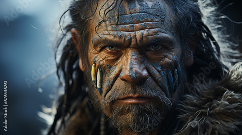 Neanderthal man. Portrait.