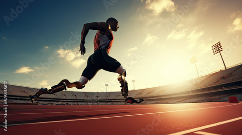 Paralympic Athlete’s Prosthetic Leg Training in Stadium: A Journey of Resilience and Triumph.