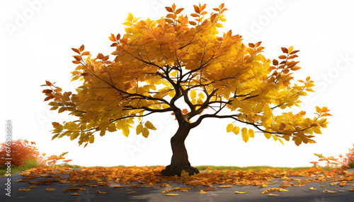 autumn tree with leaves on white
