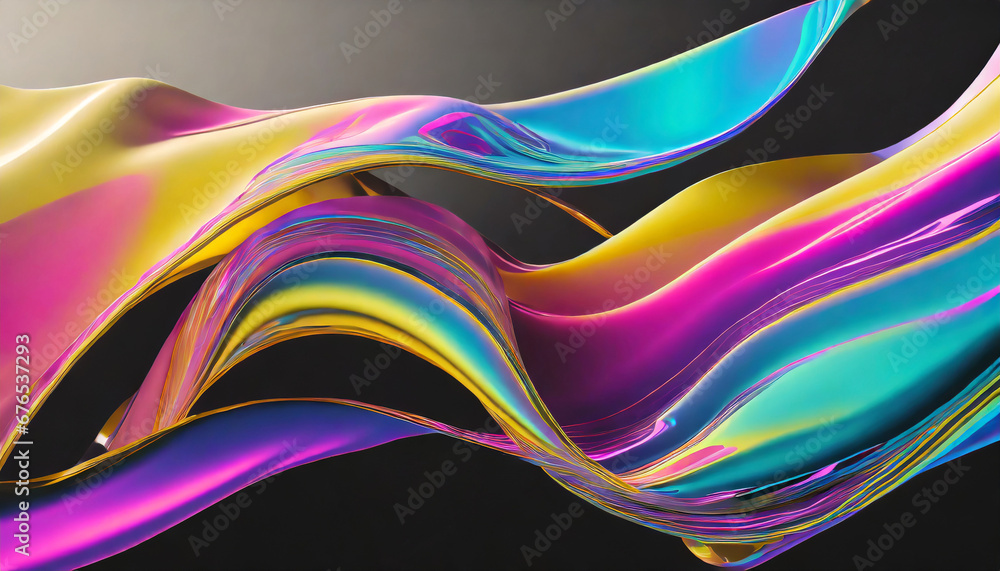 abstract 3d background with colorful holographic wavy flowing liquid paint generative ai abstract 3d background with colorful holographic wavy flowing liquid paint generative ai