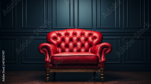 Red leather armchair. © andranik123