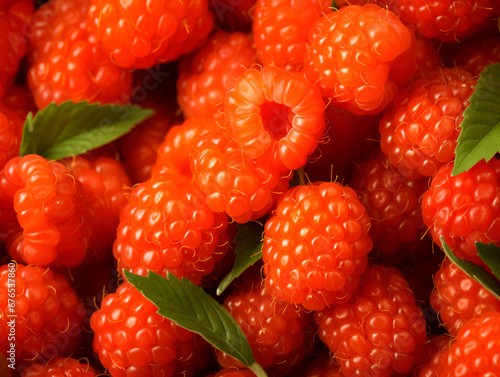 Close up of fresh salmonberries background photo