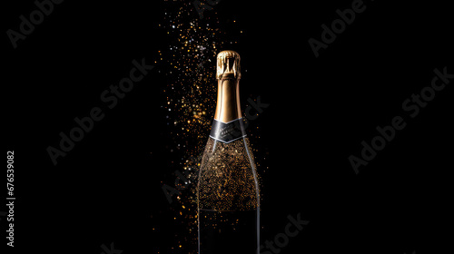 Champagne Bottle on Black Background This image captures